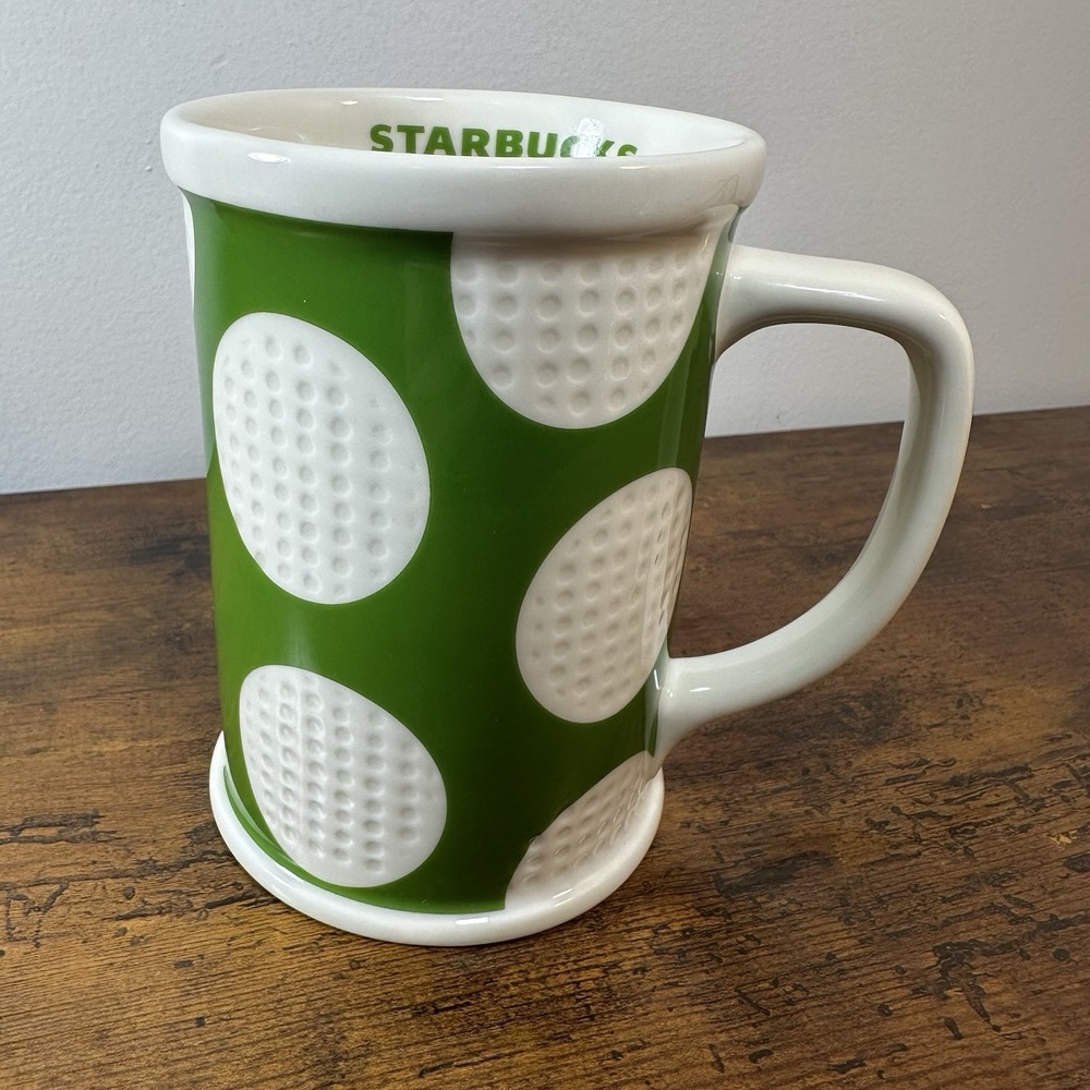 Starbucks Golf Coffee Mug Green Dimpled Golf Ball 16 oz Large Coffee Cup 2006